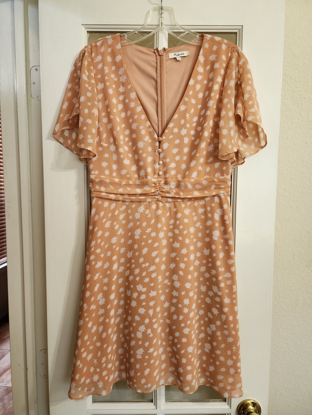 Madewell Star Shower Ruched Waist Flutter Sleeve Mini Dress 8 L3444